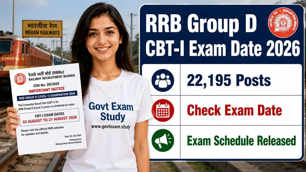 RRB Group D CBT-I Exam Date 2026 Out for 22195 Posts Check Railway Exam Schedule