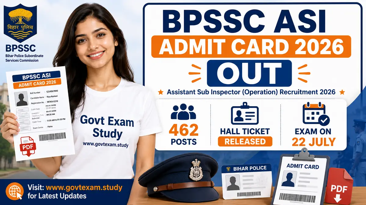 BPSSC ASI Admit Card 2026 Download for Bihar Police Assistant Sub Inspector Operation Hall Ticket 462 Posts