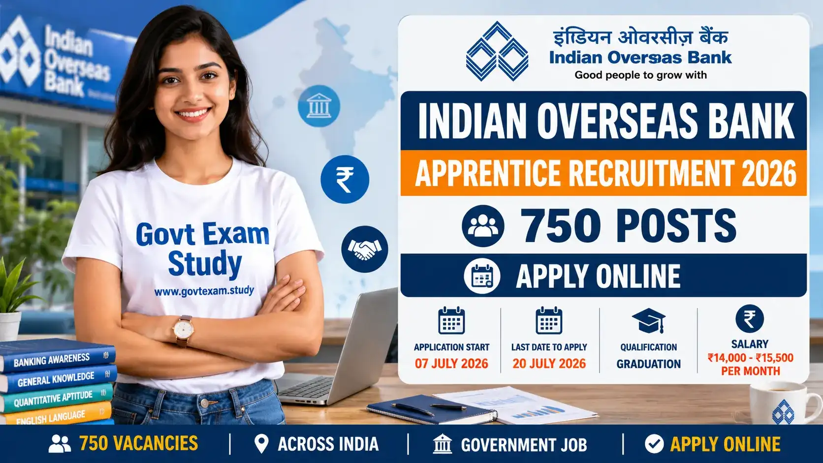 Indian Overseas Bank IOB Apprentice Recruitment 2026 Apply Online for 750 Apprentice Posts