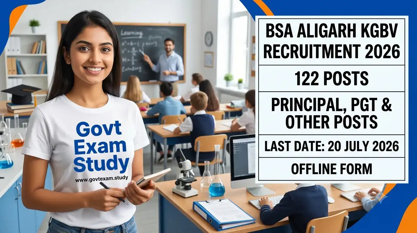 BSA Aligarh KGBV Recruitment 2026 Offline Form for 122 Principal PGT and Other Posts