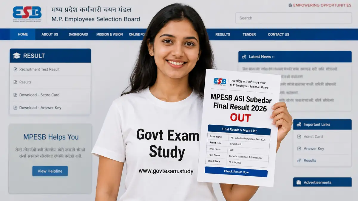 MPESB ASI Subedar Final Result 2026 Out Download Merit List PDF