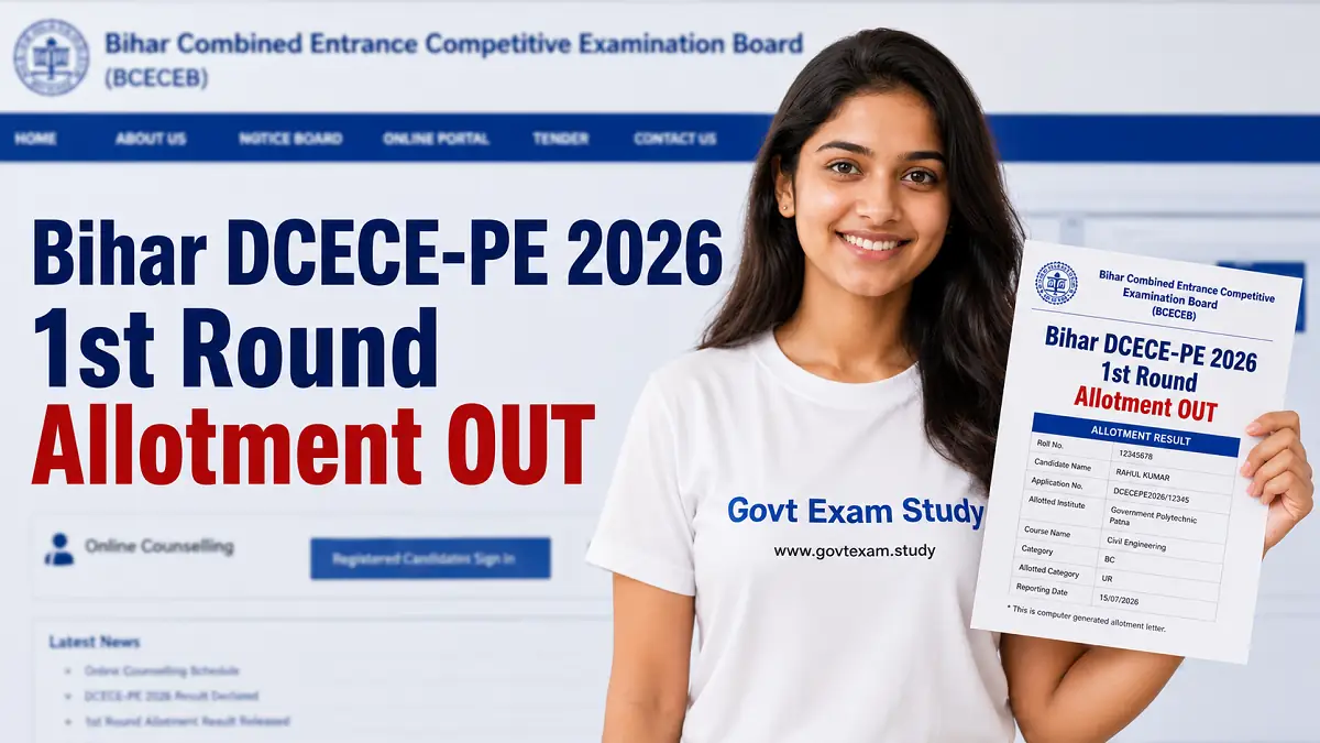 Bihar DCECE-PE 2026 1st Round Allotment Result Out Download Allotment Letter