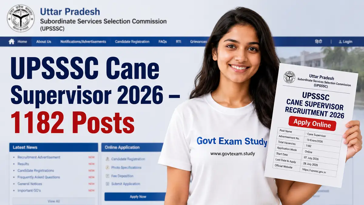 UPSSSC Cane Supervisor Recruitment 2026 Apply Online for 1182 Posts