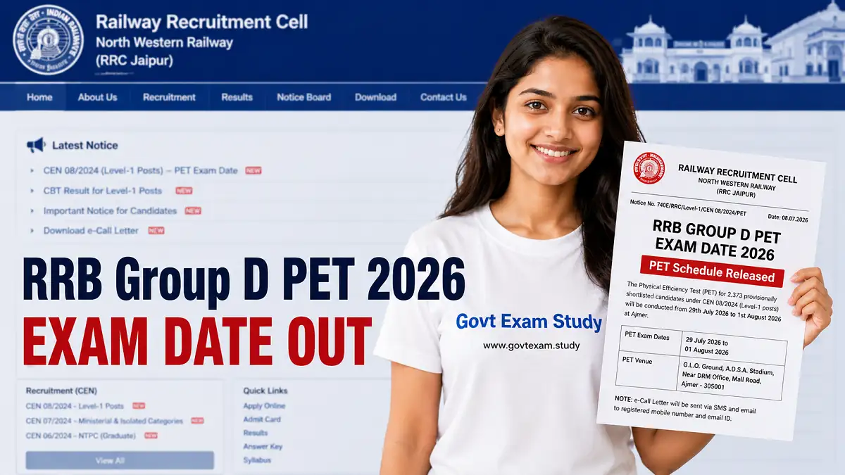 RRB Group D PET Exam Date 2026 Out Check PET Schedule and Venue