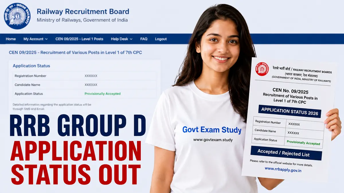 RRB Group D Application Status 2026 Accepted Rejected List