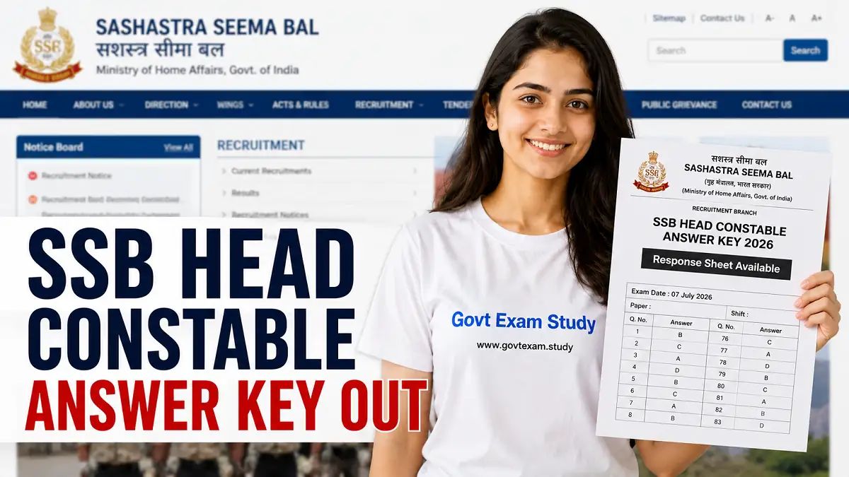 SSB Head Constable Answer Key 2026 Download Response Sheet PDF