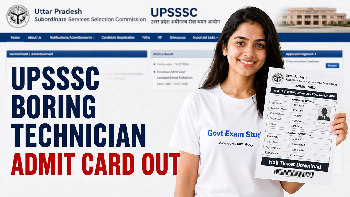 UPSSSC Assistant Boring Technician Admit Card 2026 Download Hall Ticket