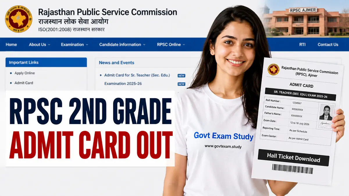 RPSC 2nd Grade Teacher Admit Card 2026 Hall Ticket Download