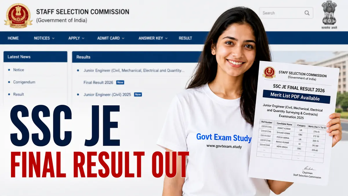 SSC JE Final Result 2026 Merit List PDF Download