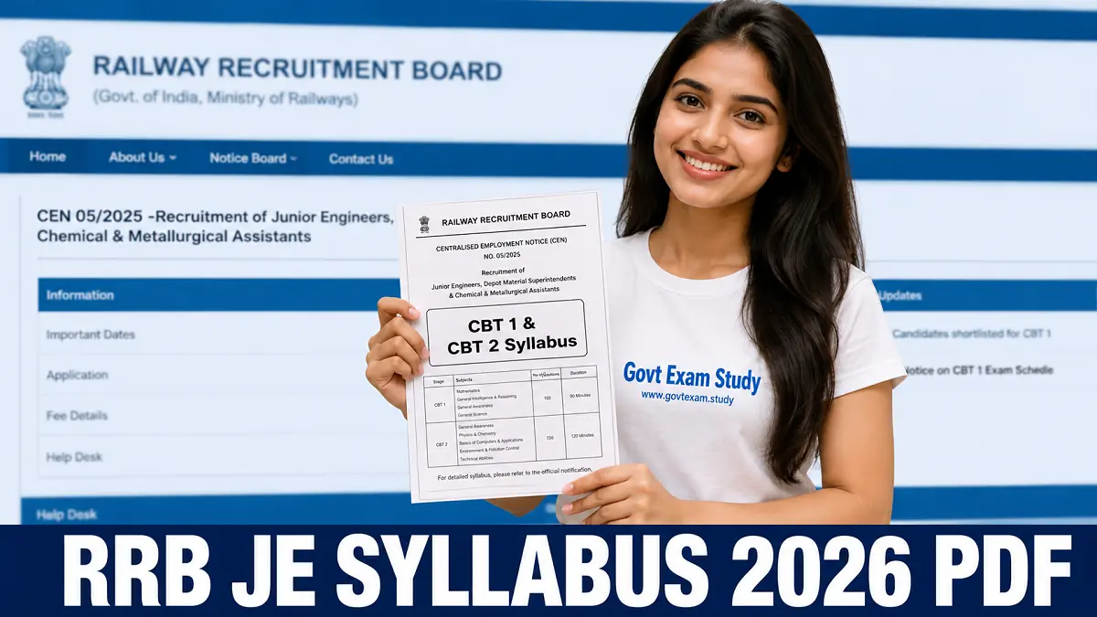 RRB JE Syllabus 2026 PDF Download CBT 1 CBT 2 Exam Pattern