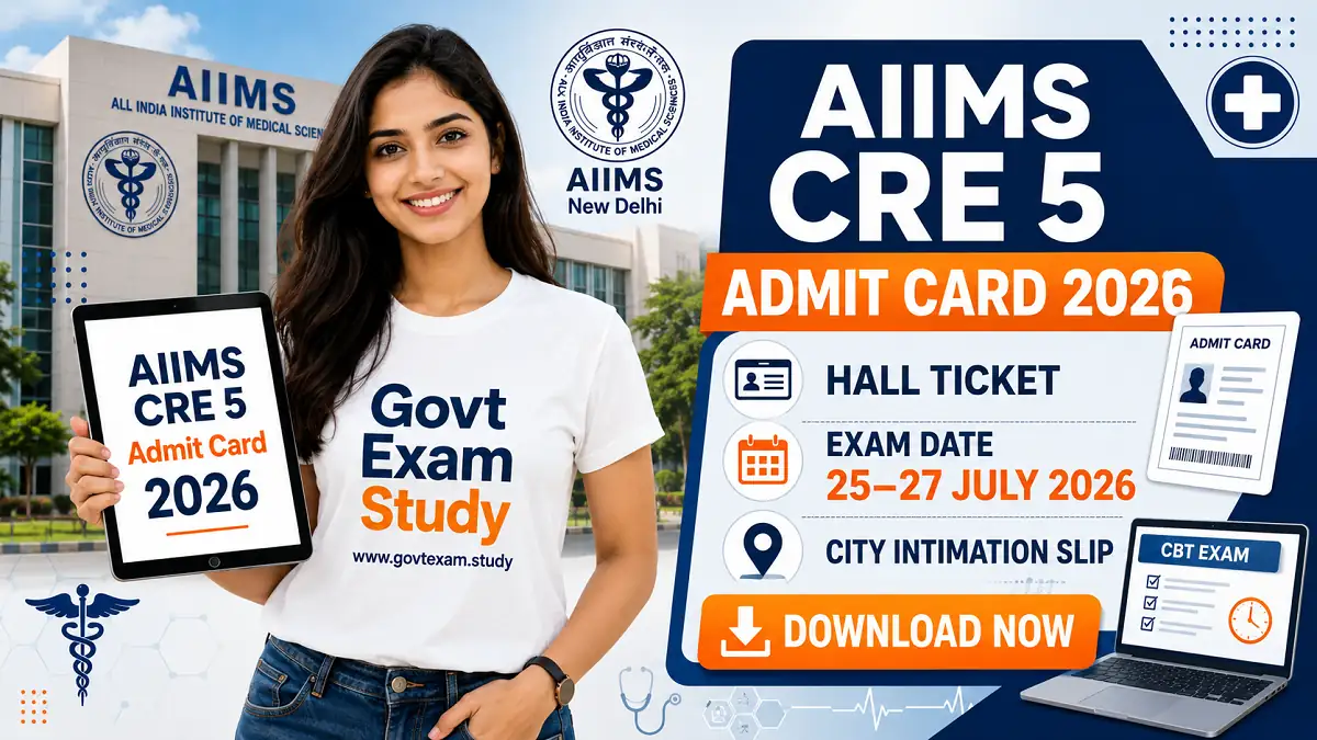AIIMS CRE 5 Admit Card 2026 Hall Ticket Download Exam Date