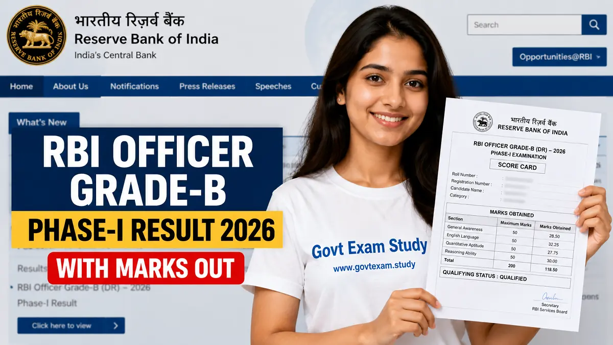 RBI Officer Grade-B Phase-I Result 2026 With Marks Score Card PDF Download