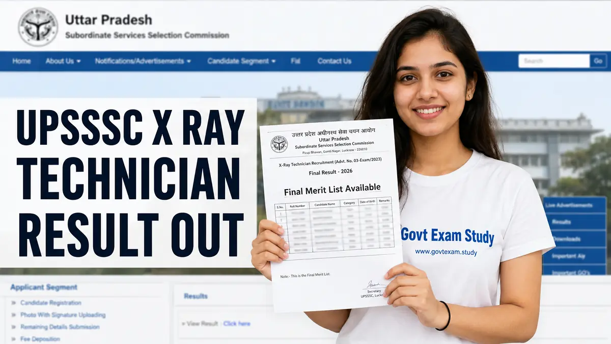 UPSSSC X Ray Technician Final Result 2026 Merit List PDF Download