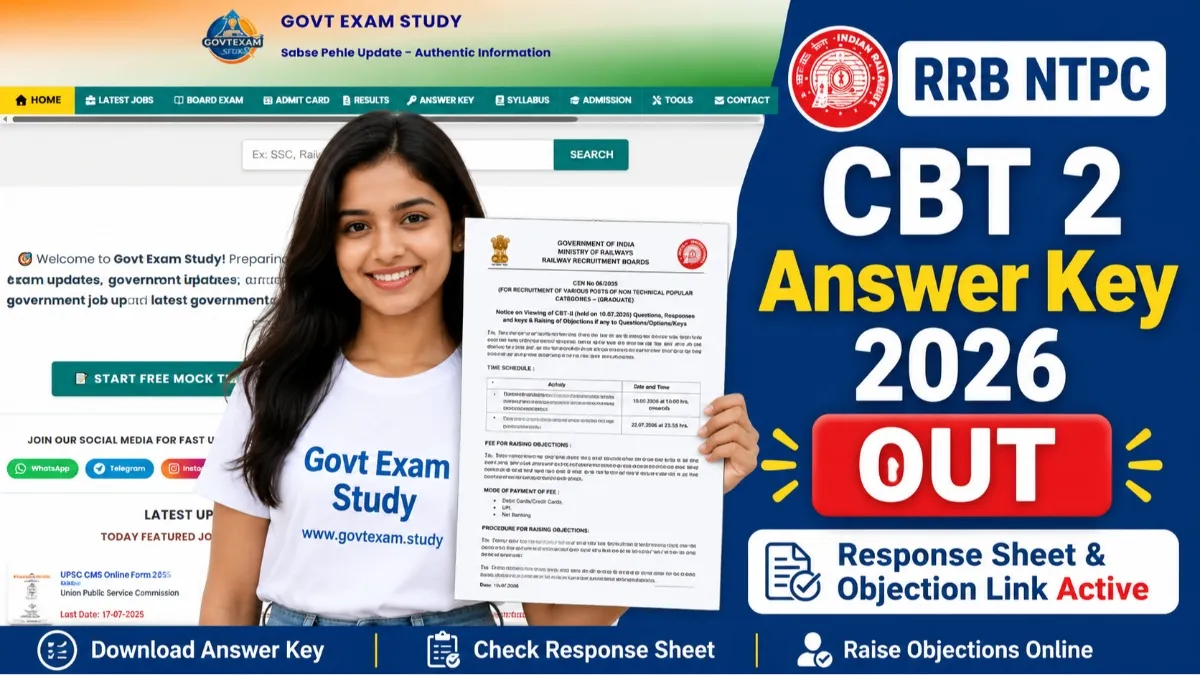 RRB NTPC CBT 2 Answer Key 2026 Response Sheet Download and Objection Link