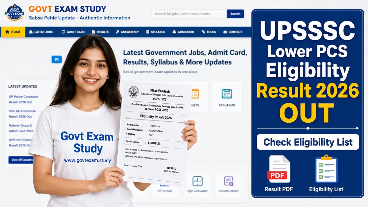 UPSSSC Lower PCS Eligibility Result 2026 Eligibility List PDF Download