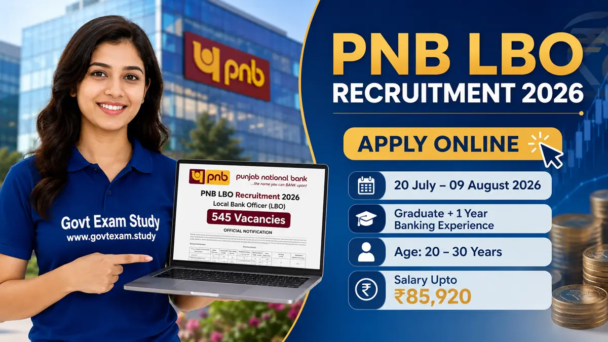 PNB LBO Recruitment 2026 notification with 545 vacancies and apply online details.