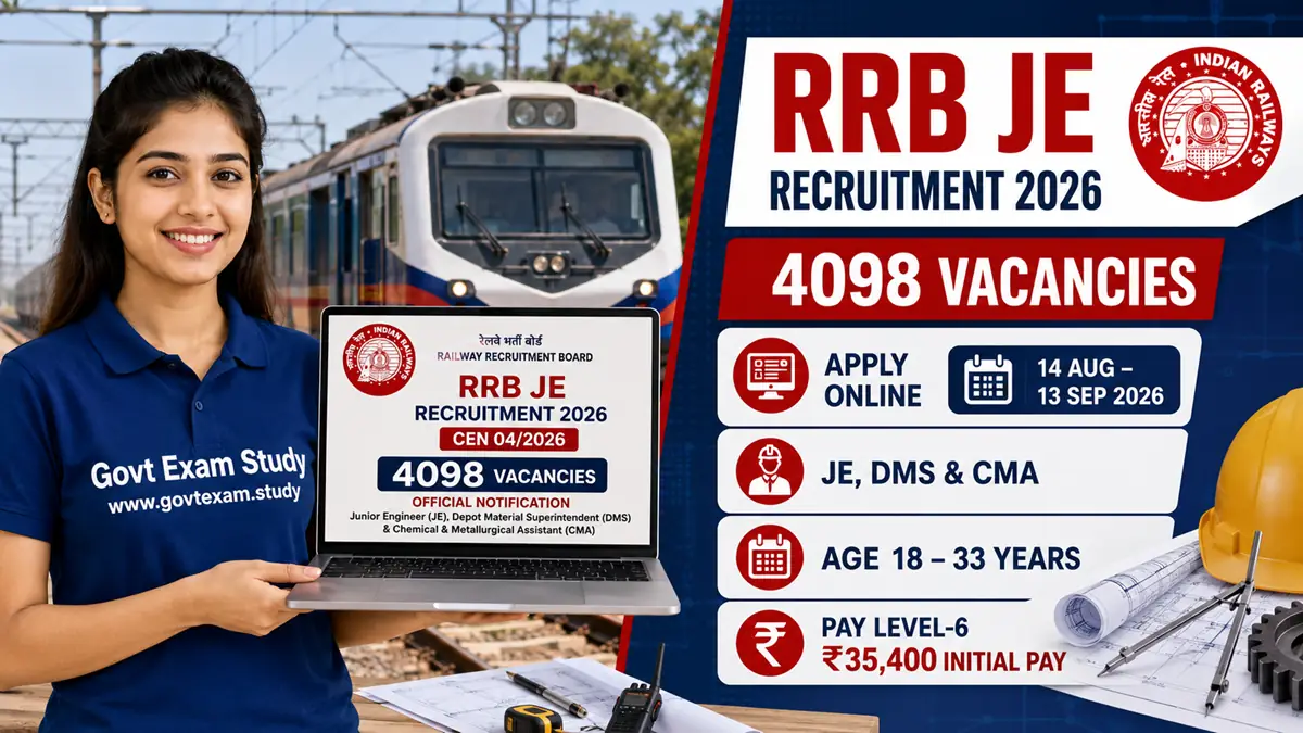 RRB JE Recruitment 2026: Apply Online for 4098 Posts
