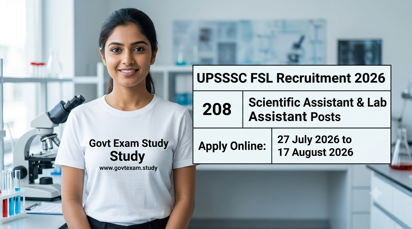 UPSSSC FSL Recruitment 2026 – 208 Scientific Assistant and Lab Assistant Posts Apply Online