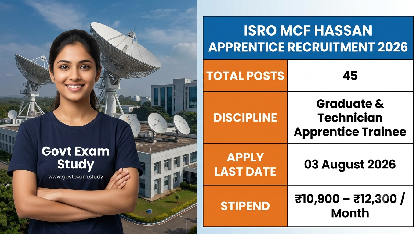 ISRO MCF Hassan Recruitment 2026 Apprentice Notification for 45 Graduate and Technician Apprentice Vacancies