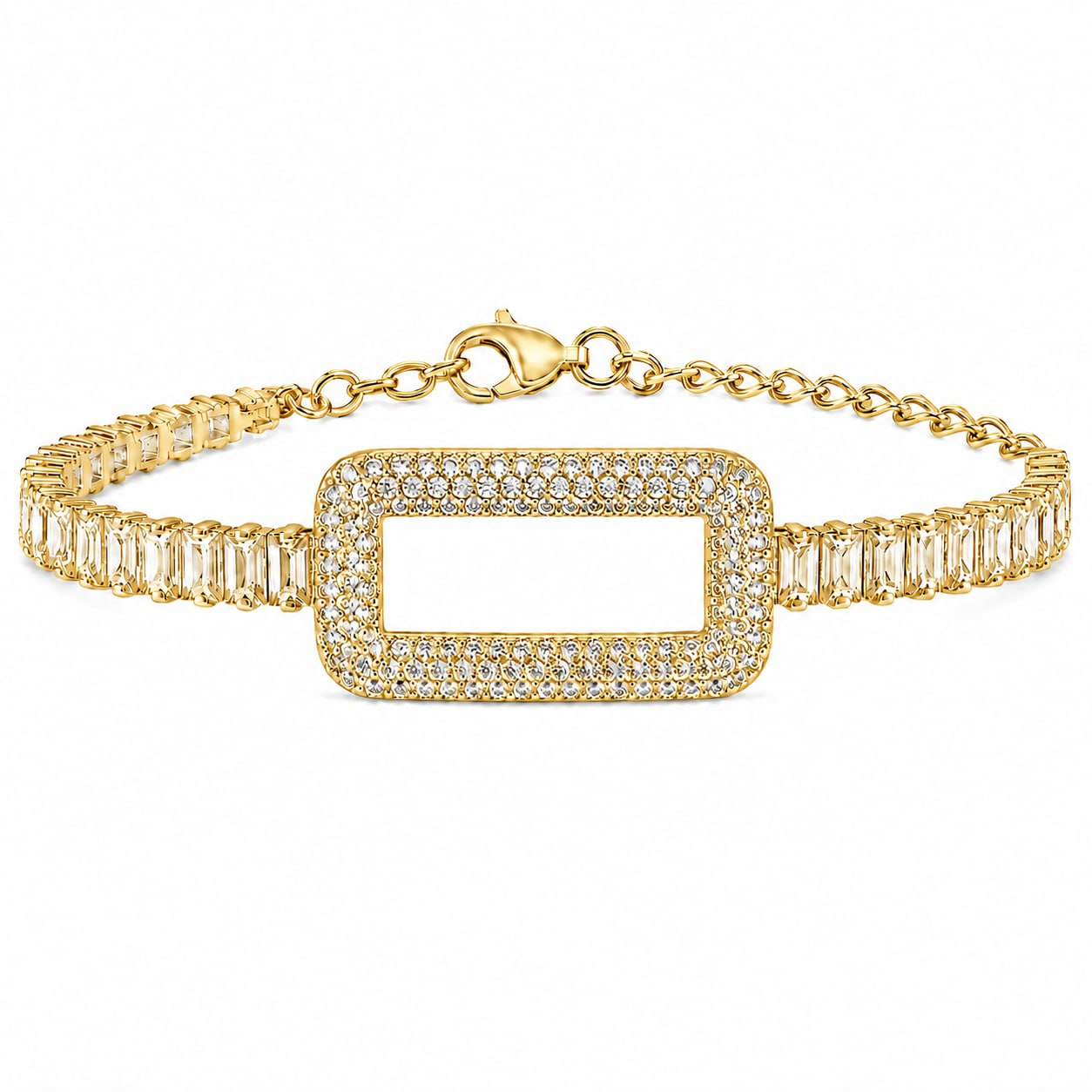 Pulseira Tennis Baguette Retângulo Pavê