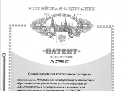 Ещё один патент учёных Дальрыбвтуза зарегистрирован в Государственном реестре изобретений