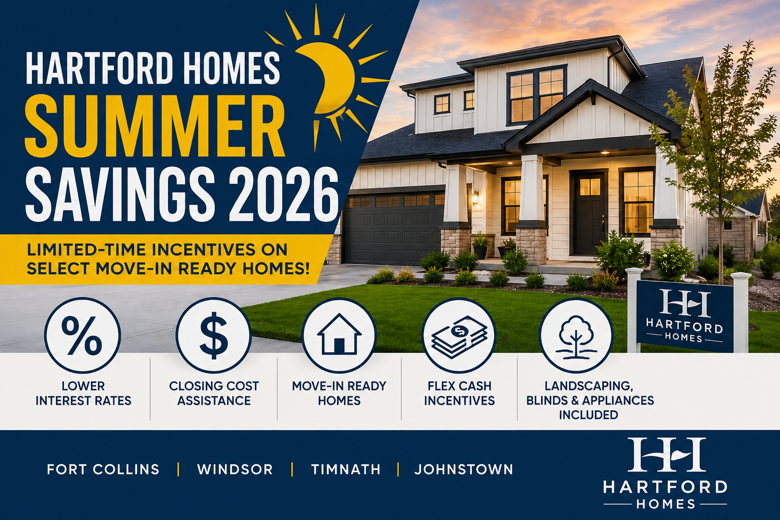 Hartford Homes Summer Savings 2026: Lower Rates, Closing Cost Help & Move-In Ready Homes