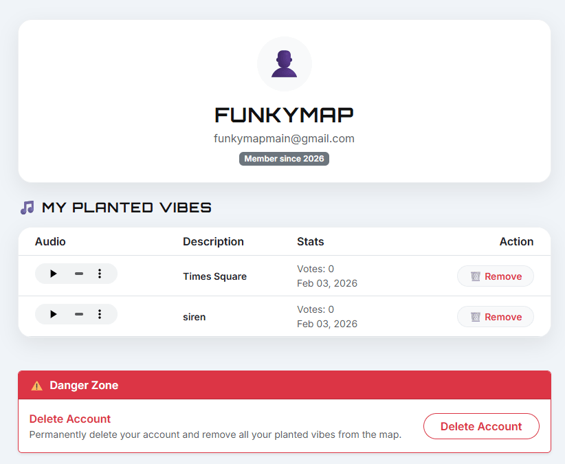 You can manage all the dropped sounds you uploaded in profile page.