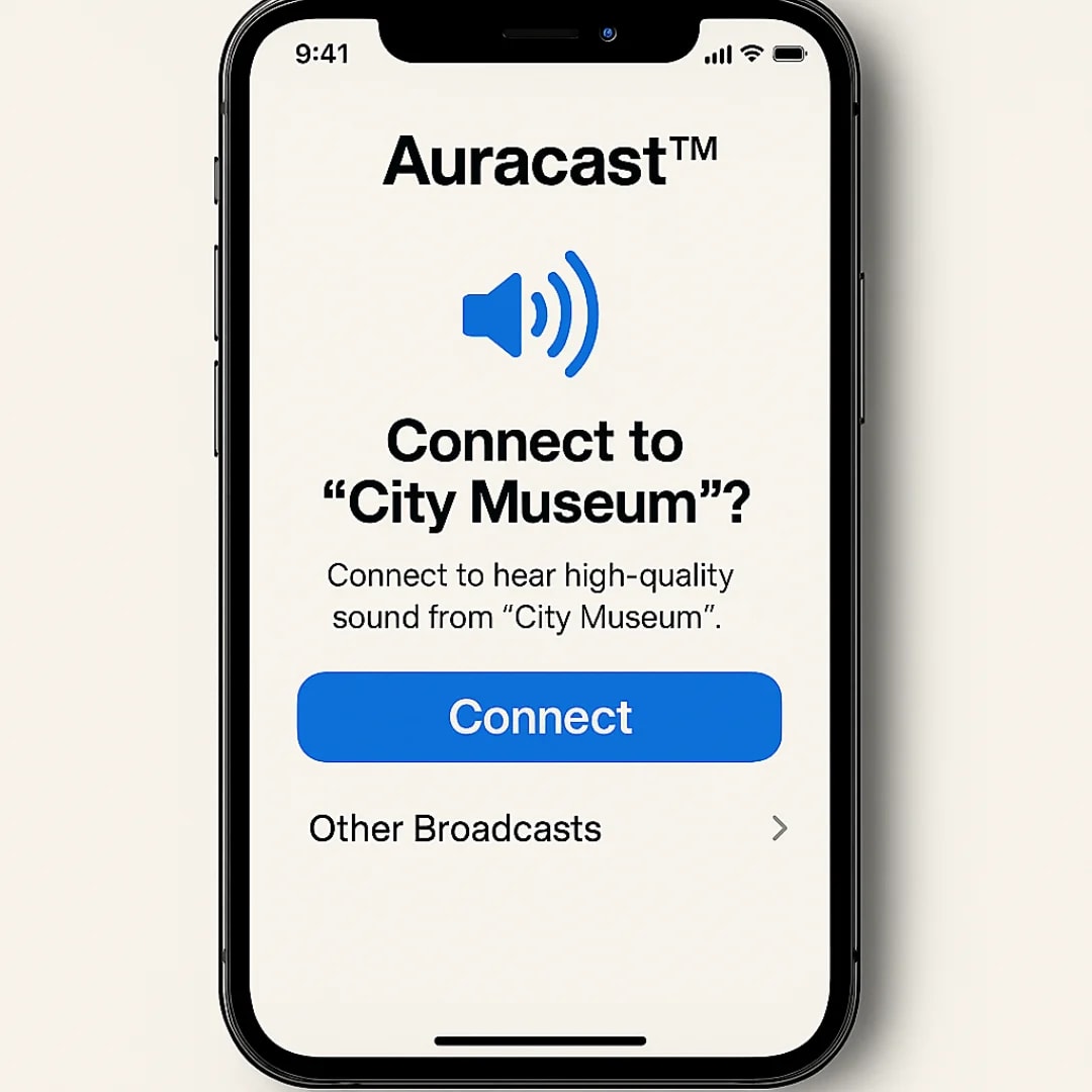 Photo of IPhone's Screen that scans QR Code of Auracast of a museum.
