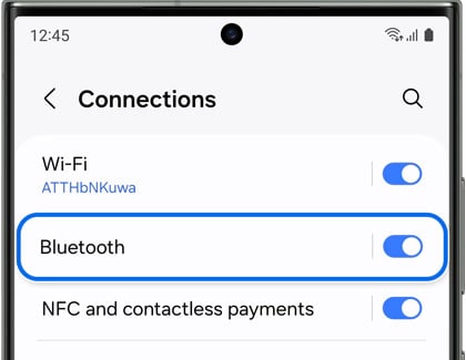 Samsung Bluetooth Setting section.