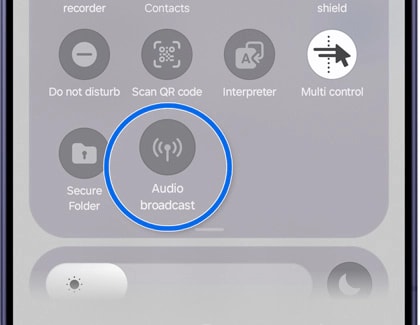 Photo of Samsung Setting's Audio Broadcast option.