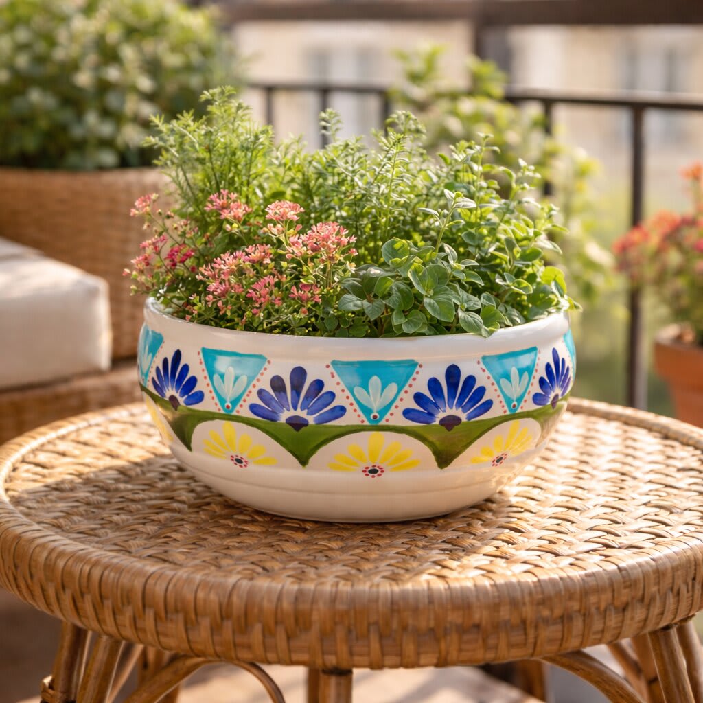 Hand-Painted Planter Bowl
