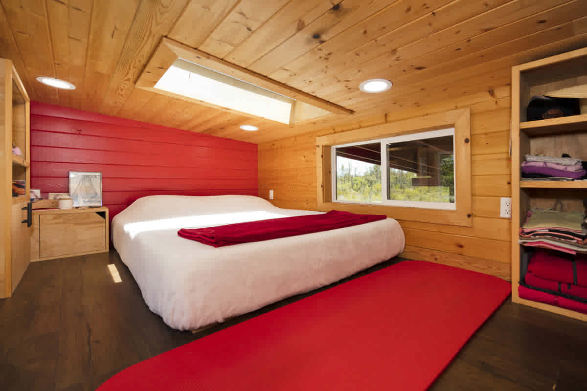 master bedroom with skylight