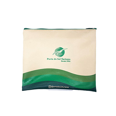 Pasta Fran personalizada horizontal, com fechamento em zíper.