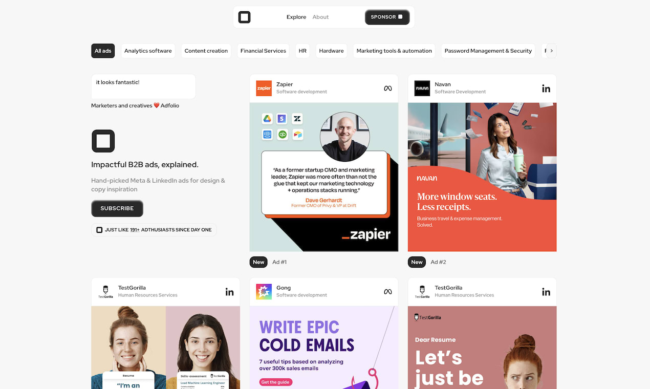 Adfolio - B2B ads for design & copy inspo