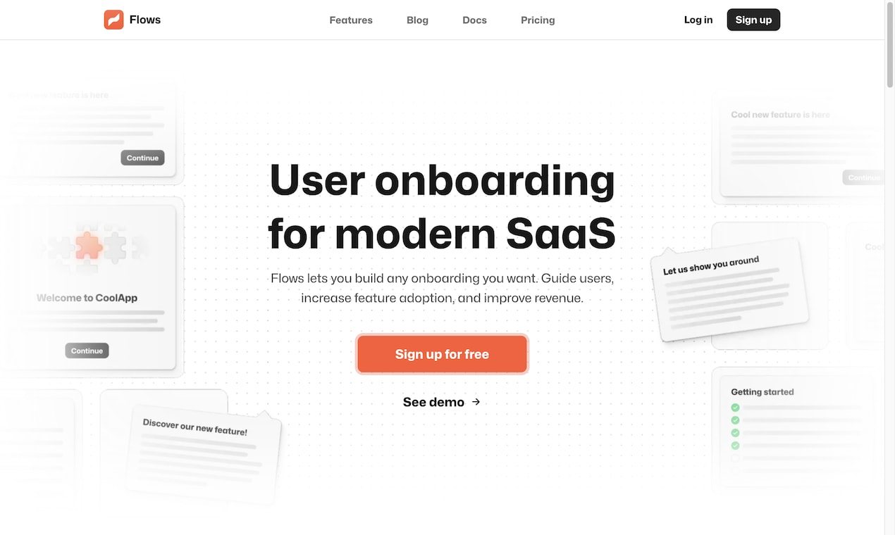 Flows - User onboarding for modern SaaS