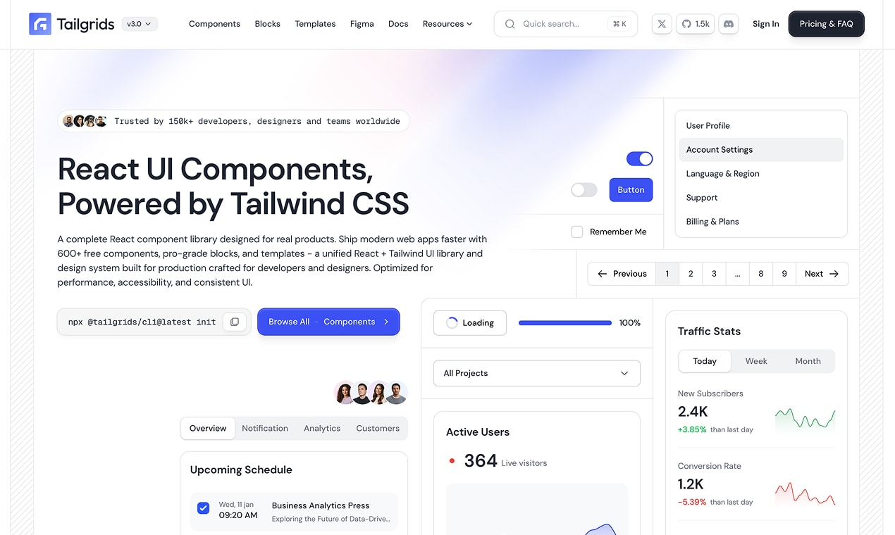 TailGrids - React Components, Blocks and Templates | Resource.fyi