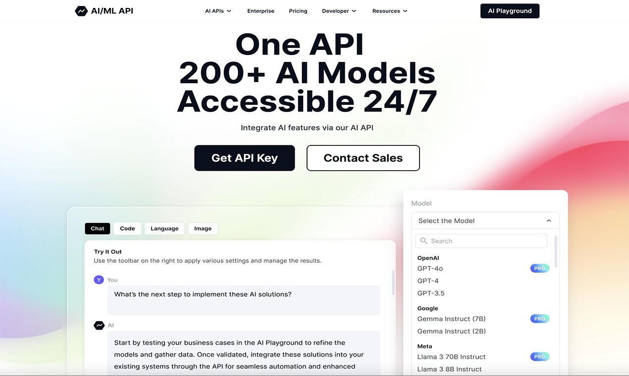 AIML API - AI/ML API: 200+ AI Models, One API | Resource.fyi