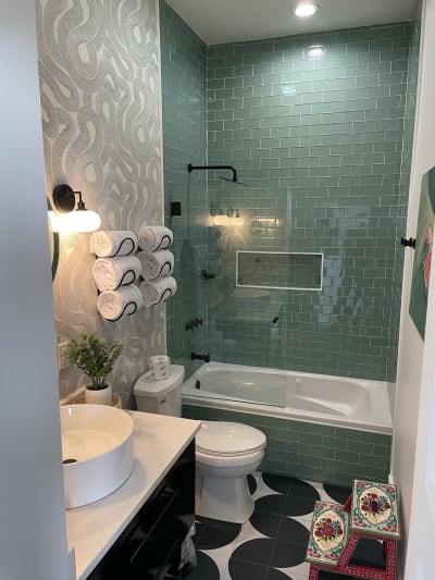 bathroom green tile