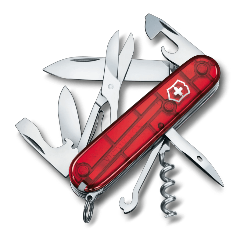 Ніж Victorinox Climber 1.3703.T — 14 функцій, прозоро-червоний