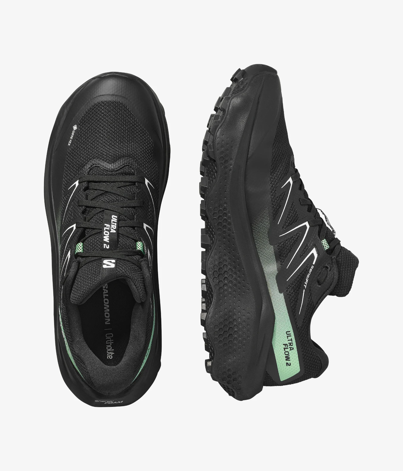 Кросівки Salomon Ultra Flow 2 Gore-Tex — Black / Black / Patina Green — вигляд 2