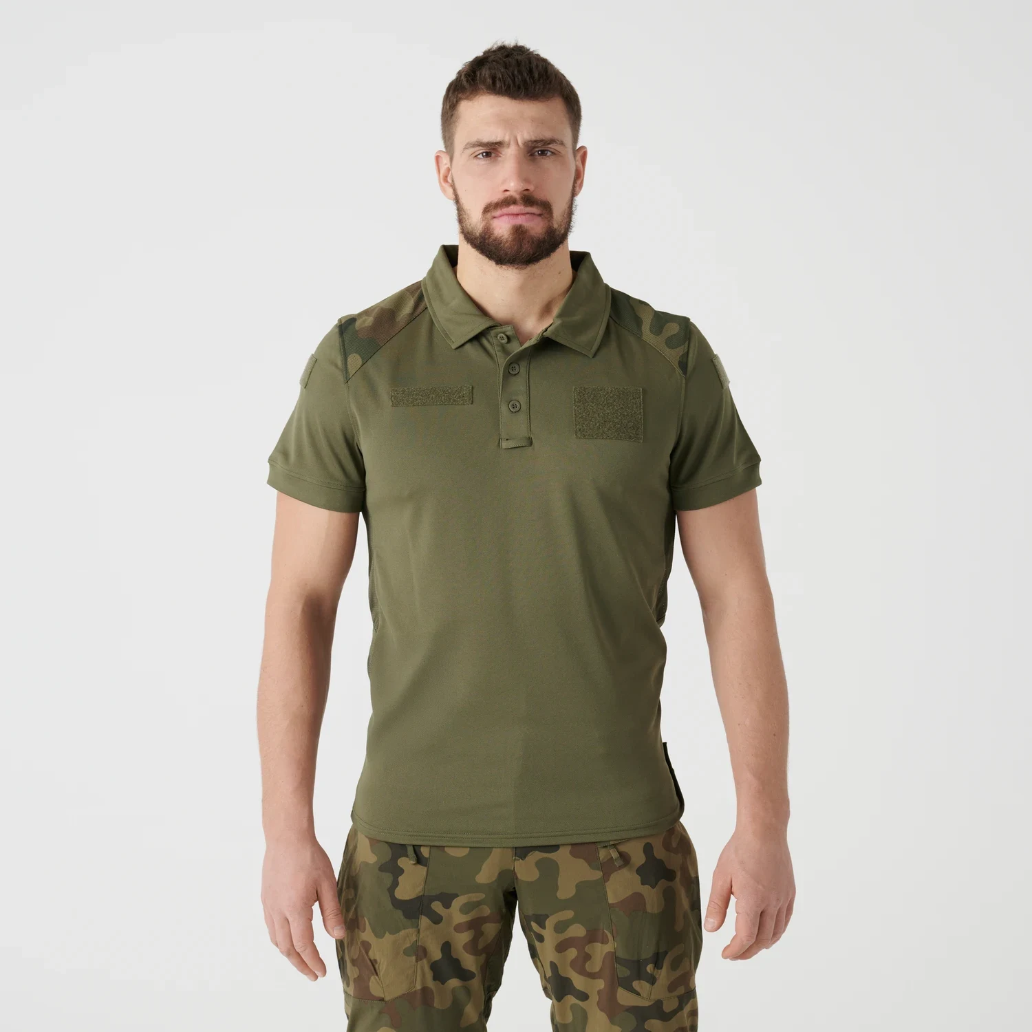 Поло Helikon-Tex Military Polo Shirt TopCool Lite — Olive Green / PL Woodland — вигляд 2