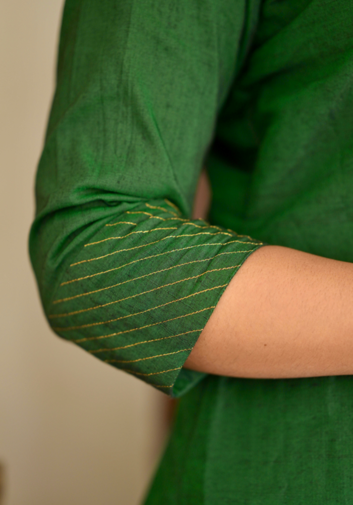 Dark Green Raw Silk Festive Set 2