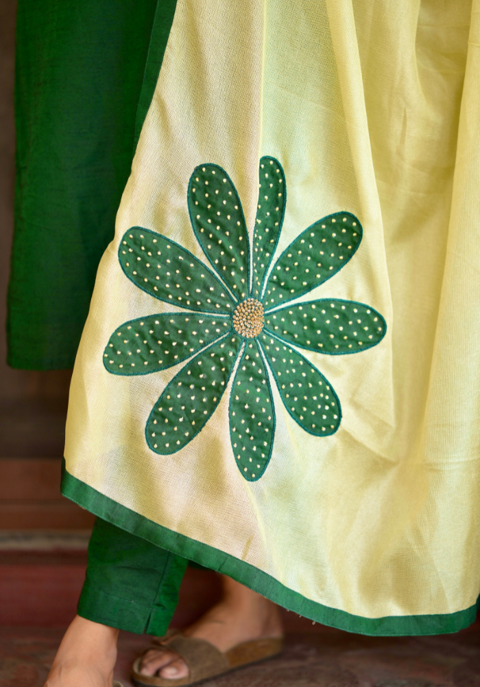 Dark Green Raw Silk Festive Set 4