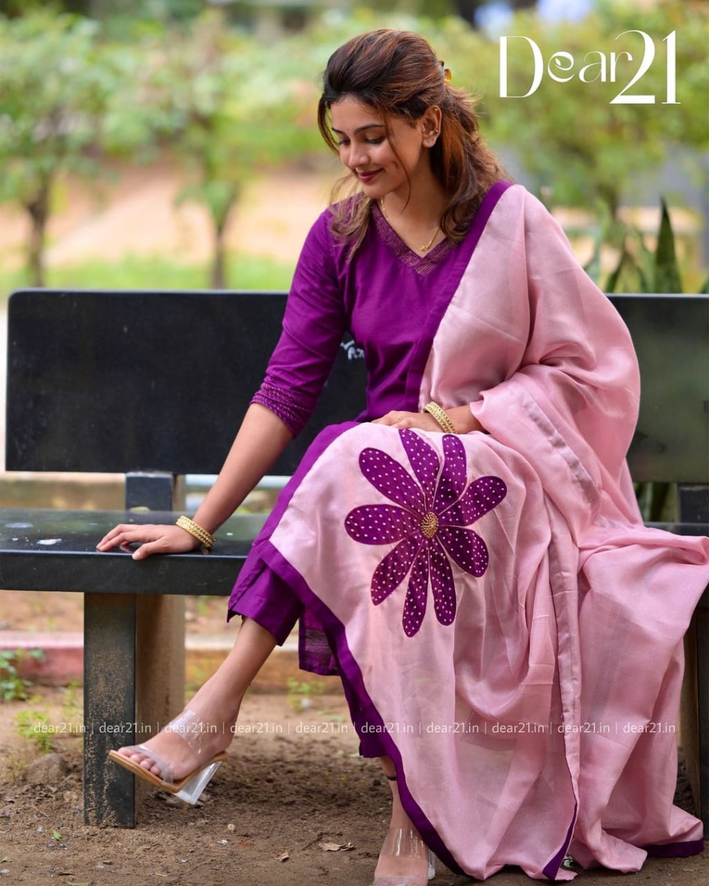 Majestic Violet: Raw Silk Festive Kurti Set 2