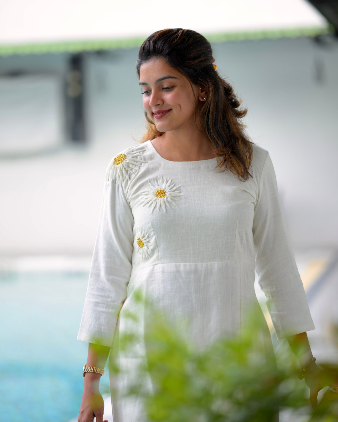 Pristine White Hand-Appliqué Cotton Top 5