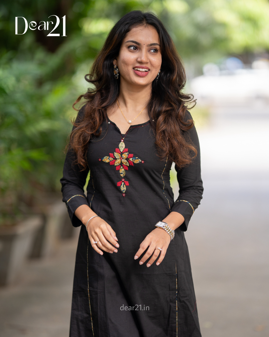 Charcoal Black Cotton Kurti with Gold Gota work 2