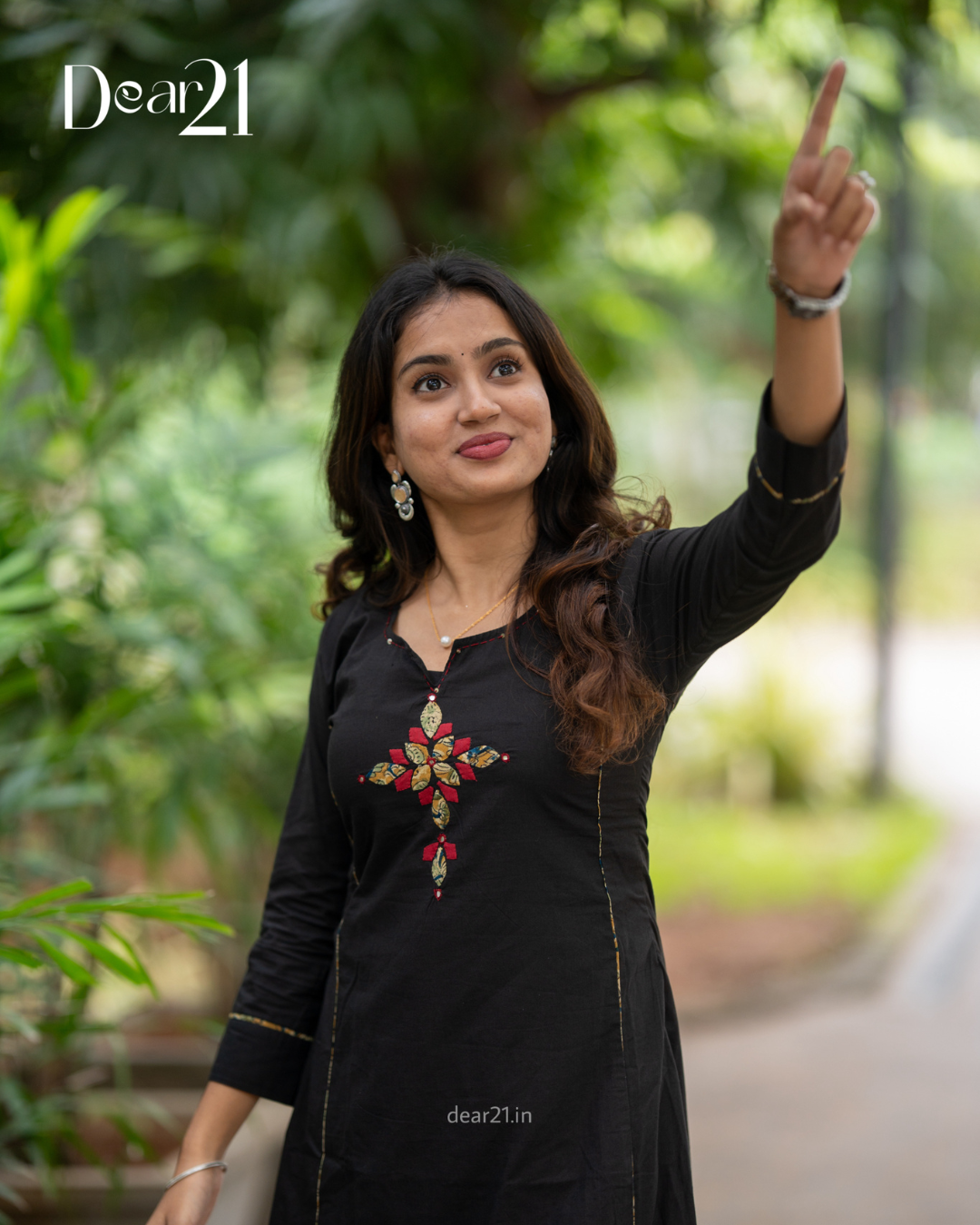 Charcoal Black Cotton Kurti with Gold Gota work 3