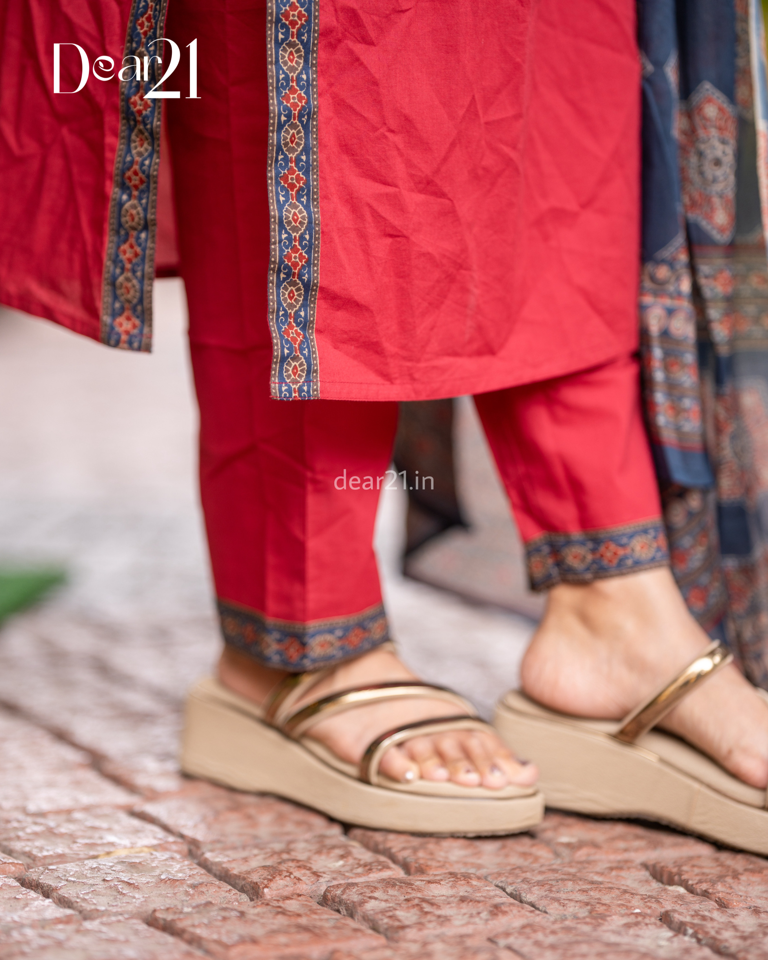 Red Cotton Salwar Set 5