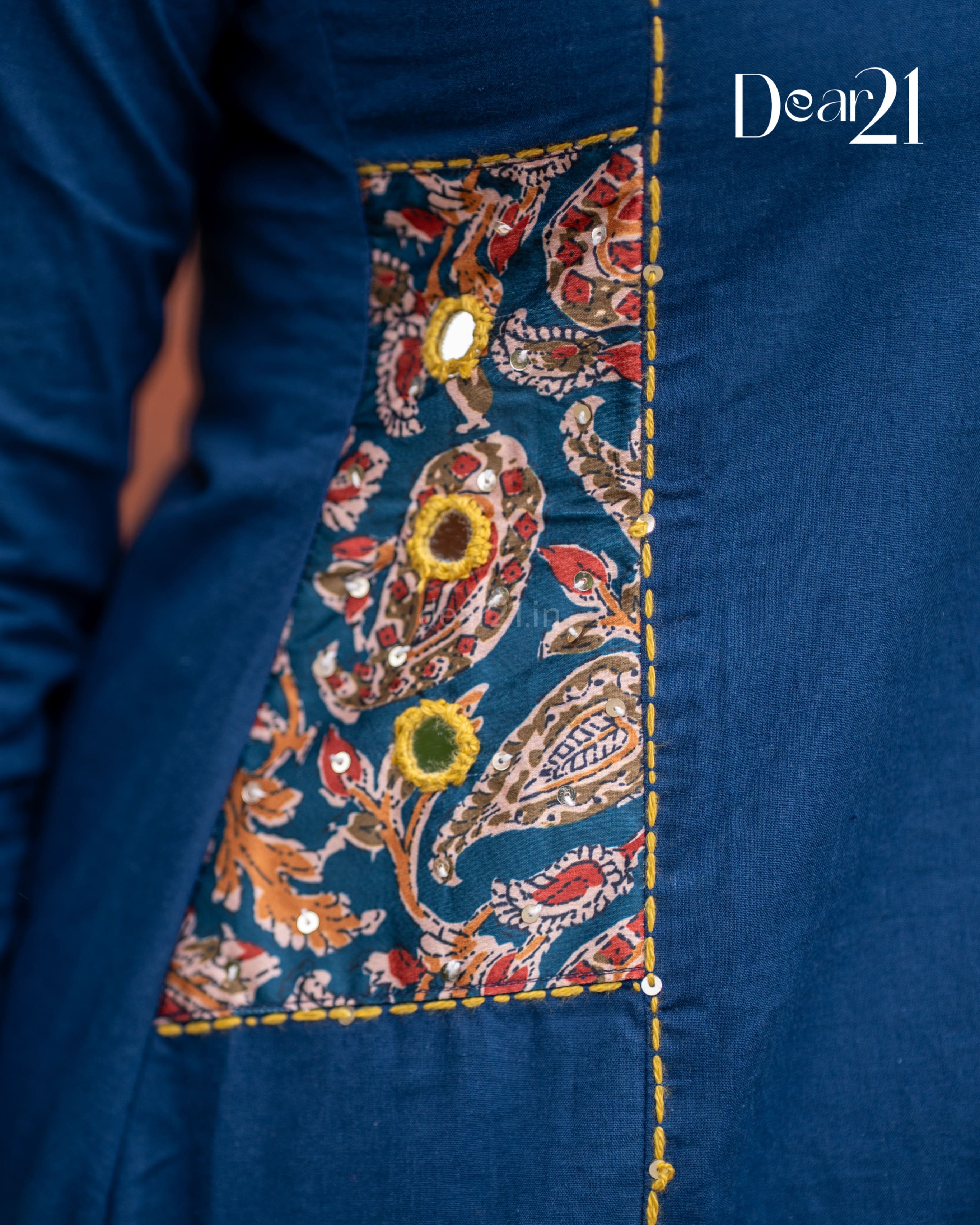 Blue & Mustard Bloom Cotton 3-Piece Set 4