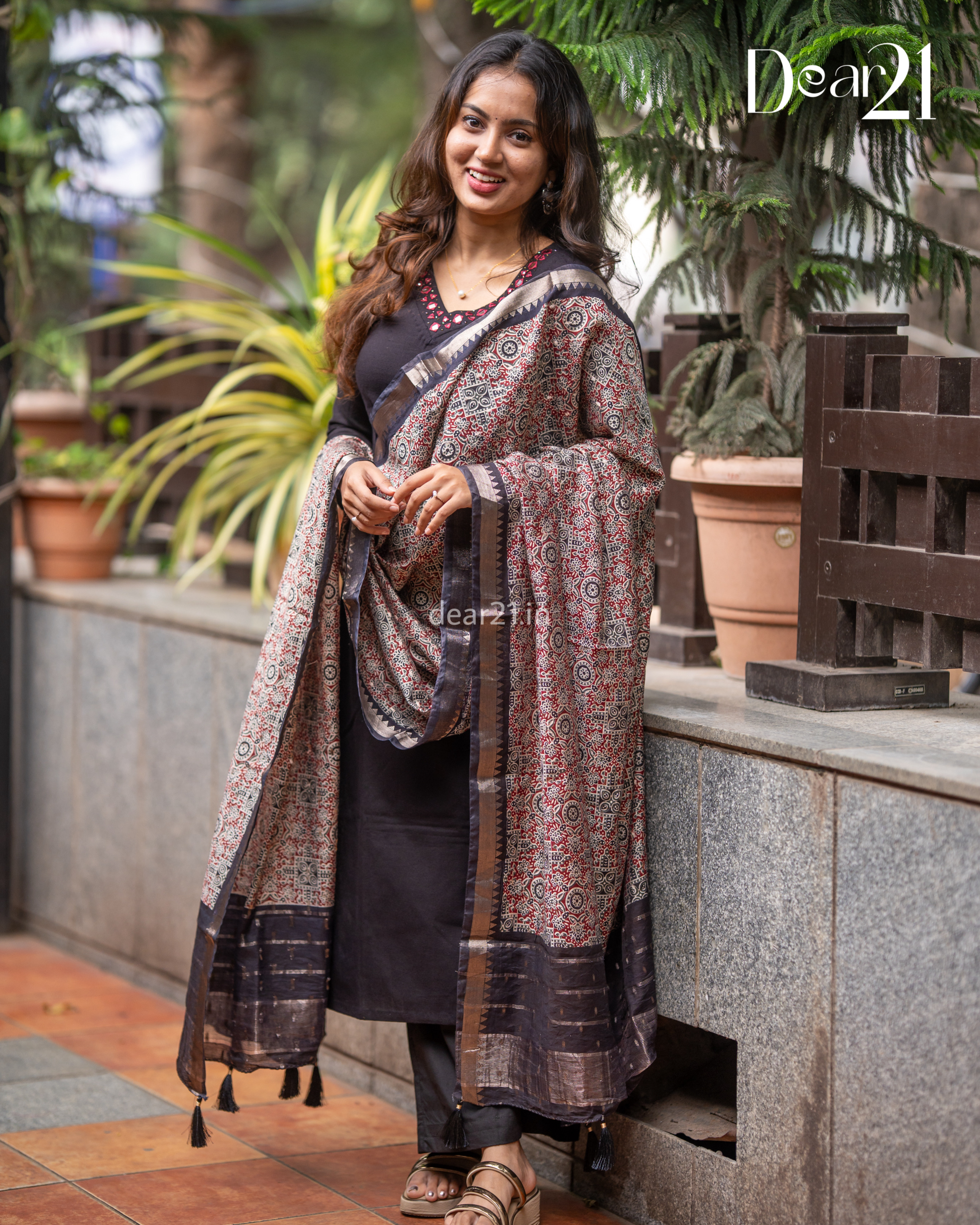 Black Ajrakh Cotton Kurti Set 2